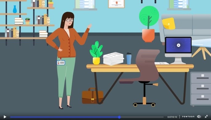 Screenshot aus einem animierten Video zu Schulungsmaterial für M365